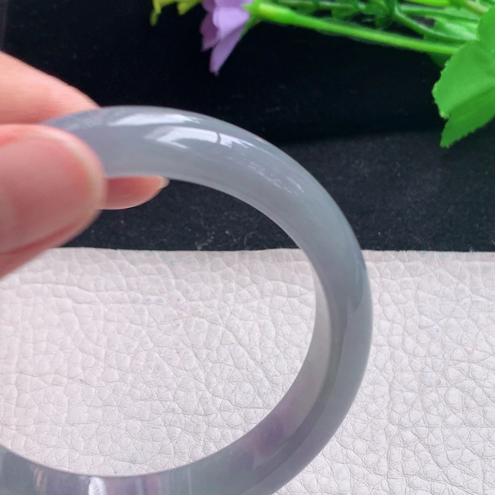 js大圈口61*12.3*7.6平安镯 缅甸翡翠a货冰紫宽边玉手镯 玉手环