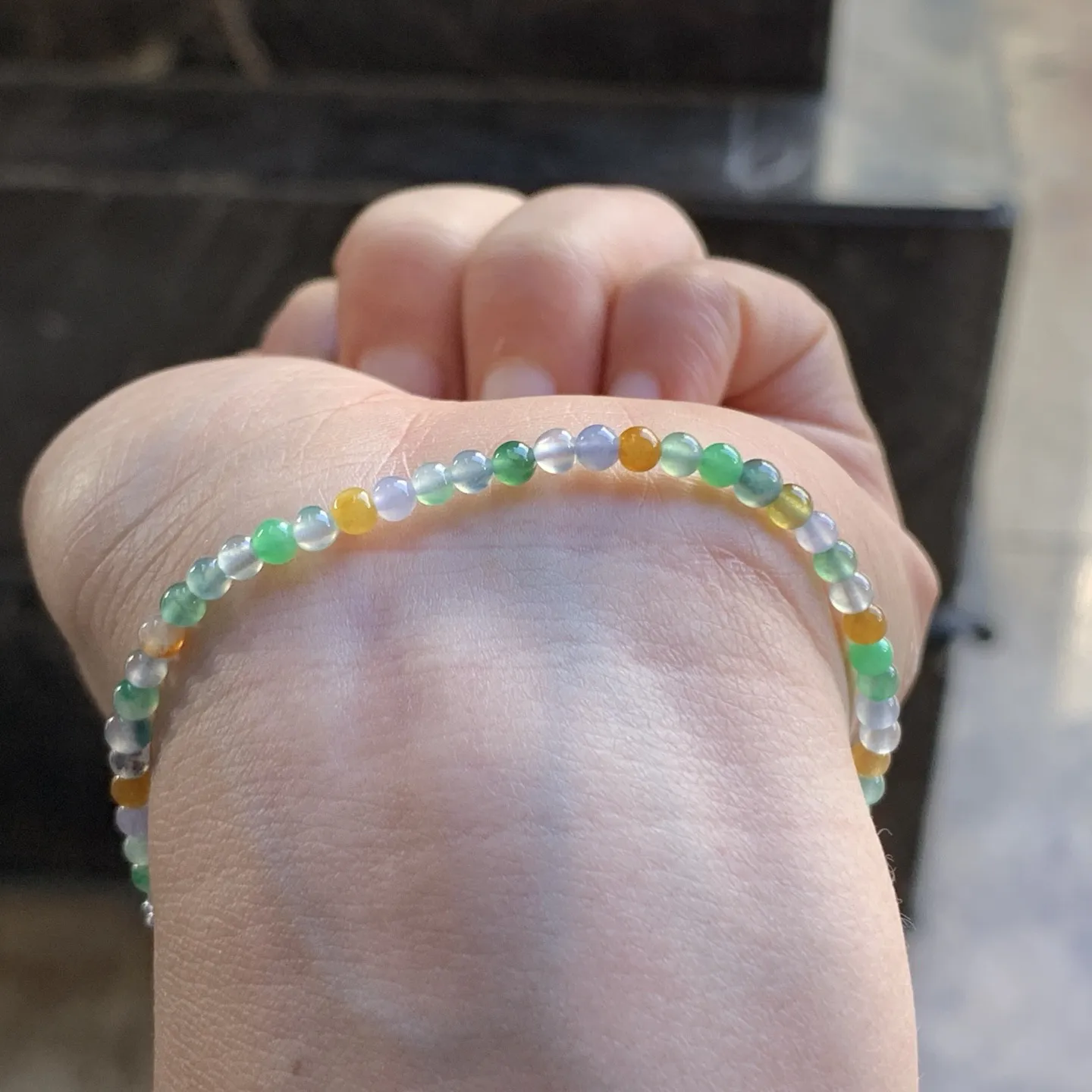 冰种小米多彩珠串^_^鲜艳 冰透