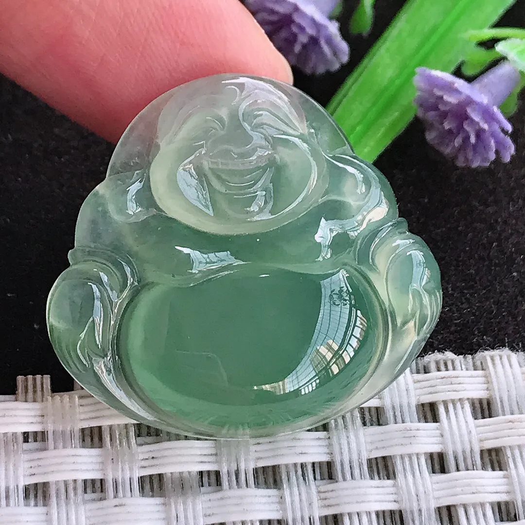 天然a货翡翠26.5/29/5.3老坑冰种果冻胶冰晴佛公吊坠翡翠玉佛挂件百搭