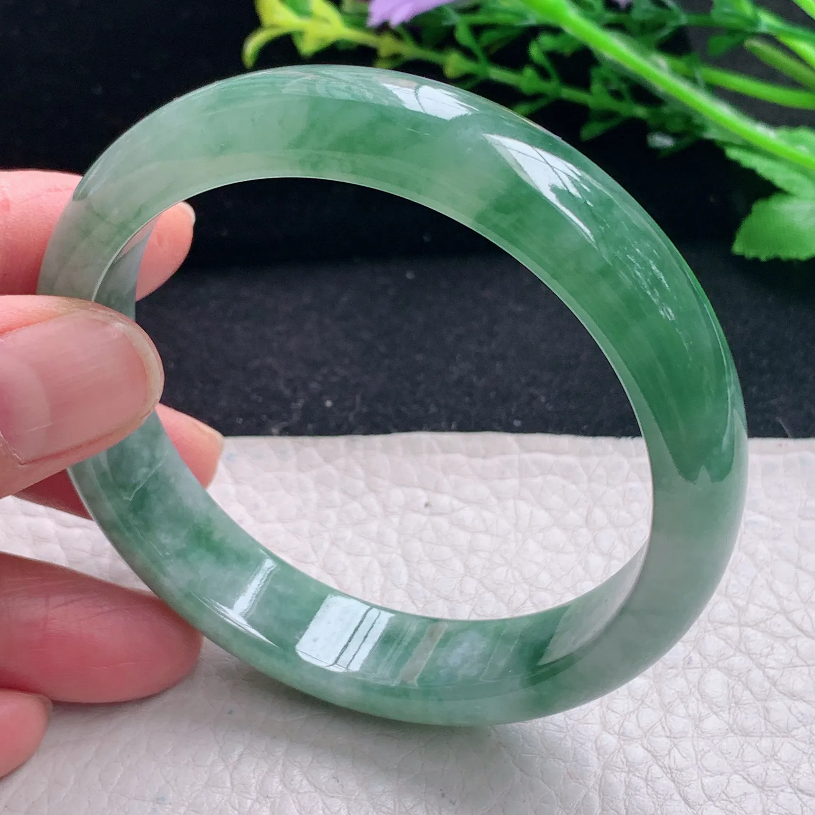 z自然光59*13.5*7.5平安镯 缅甸翡翠a货韵味宽边玉手镯 玉手环