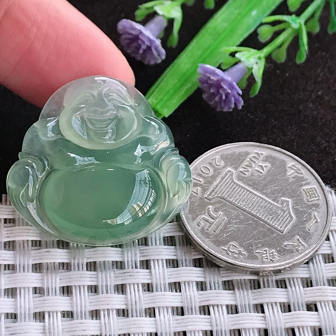 天然a货翡翠26.5/29/5.3老坑冰种果冻胶冰晴佛公吊坠翡翠玉佛挂件百搭