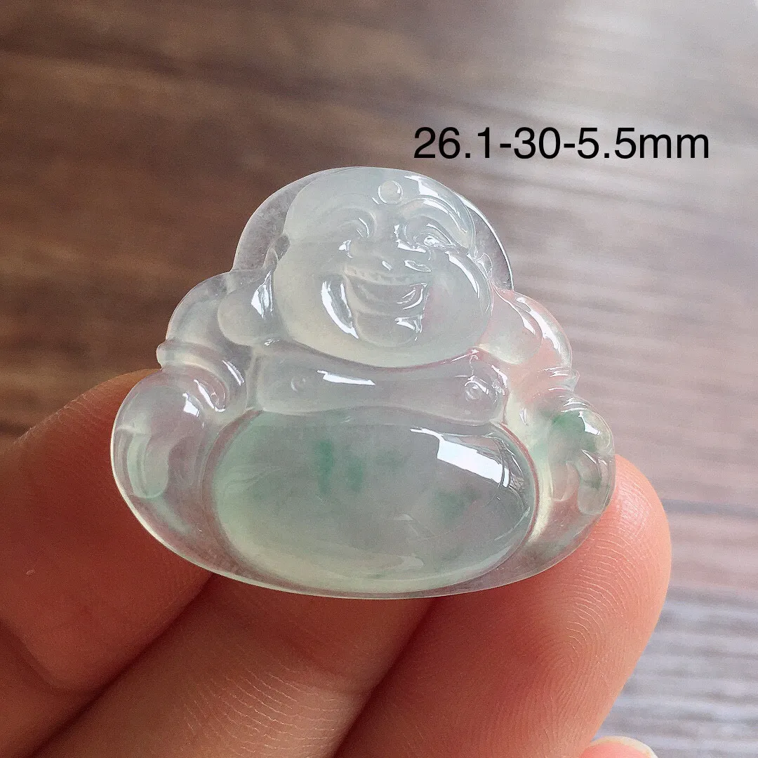 冰飘花笑佛吊坠 冰润细腻，品相饱满，种水足 001 尺寸26.1*30*5.5