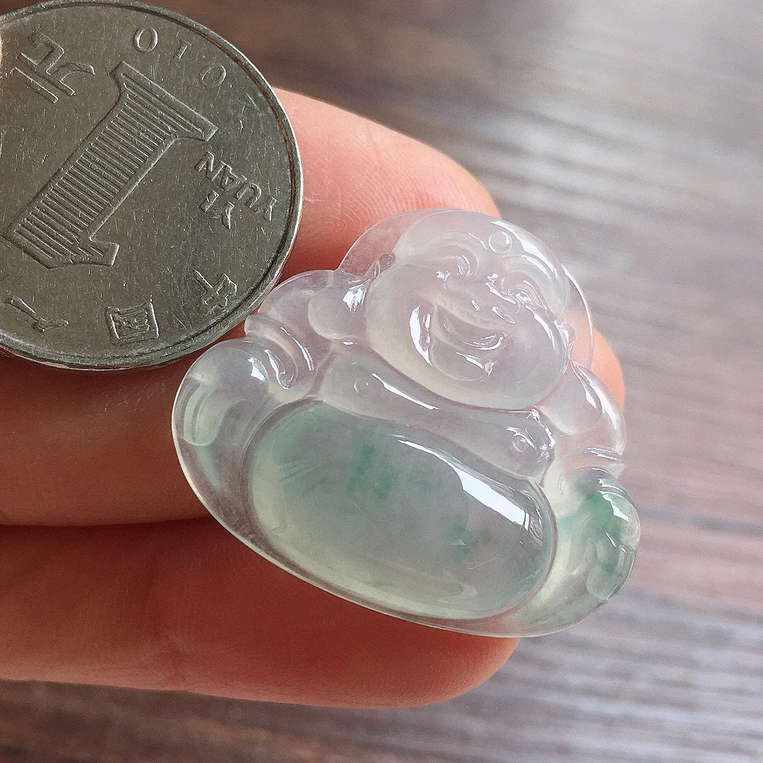 冰飘花笑佛吊坠 冰润细腻，品相饱满，种水足 001 尺寸26.1*30*5.5