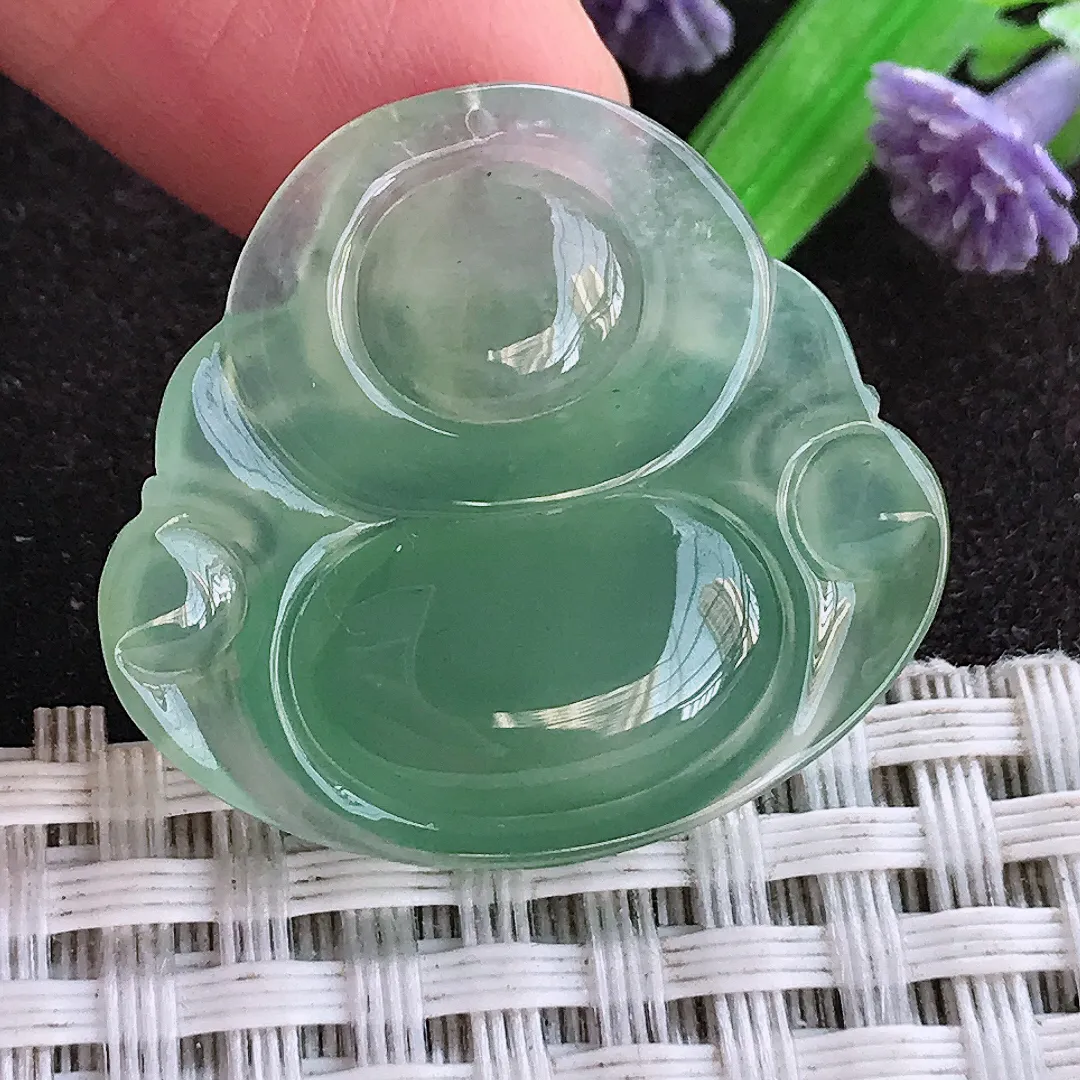 天然a货翡翠26.5/29/5.3老坑冰种果冻胶冰晴佛公吊坠翡翠玉佛挂件百搭