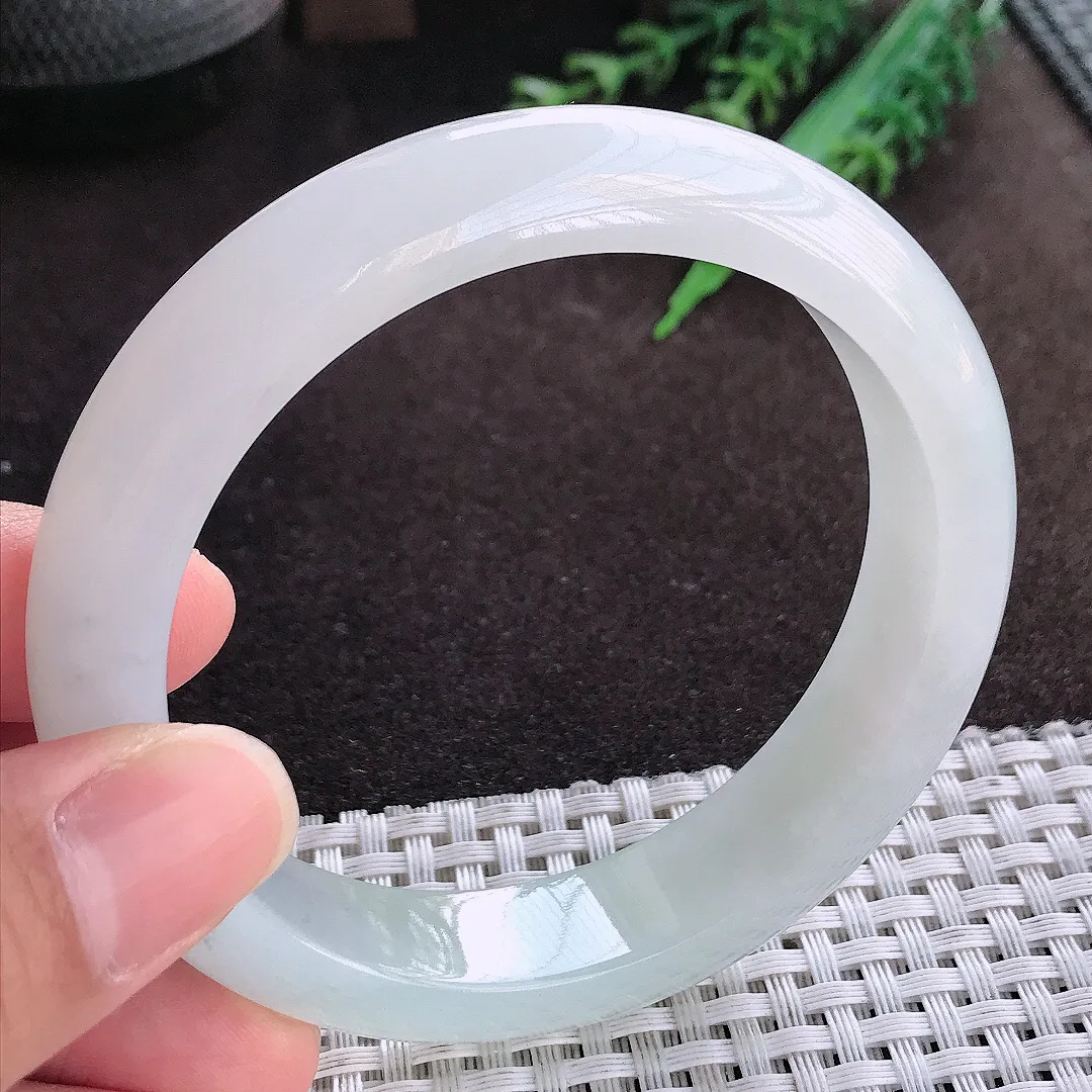 天然a货翡翠59.8/13.2/8.5老坑冰胶果冻飘花手镯宽边翡翠玉镯美人镯