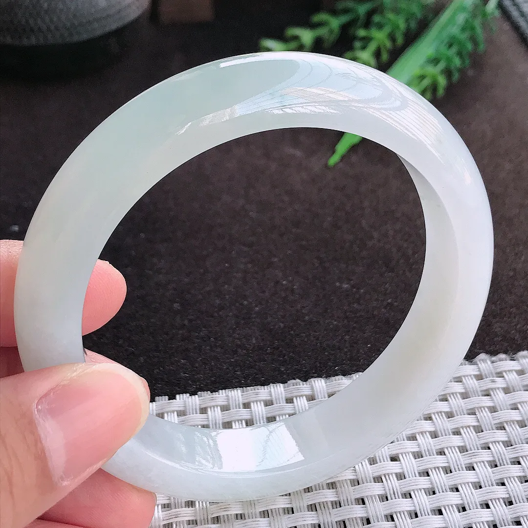 天然a货翡翠59.8/13.2/8.5老坑冰胶果冻飘花手镯宽边翡翠玉镯美人镯