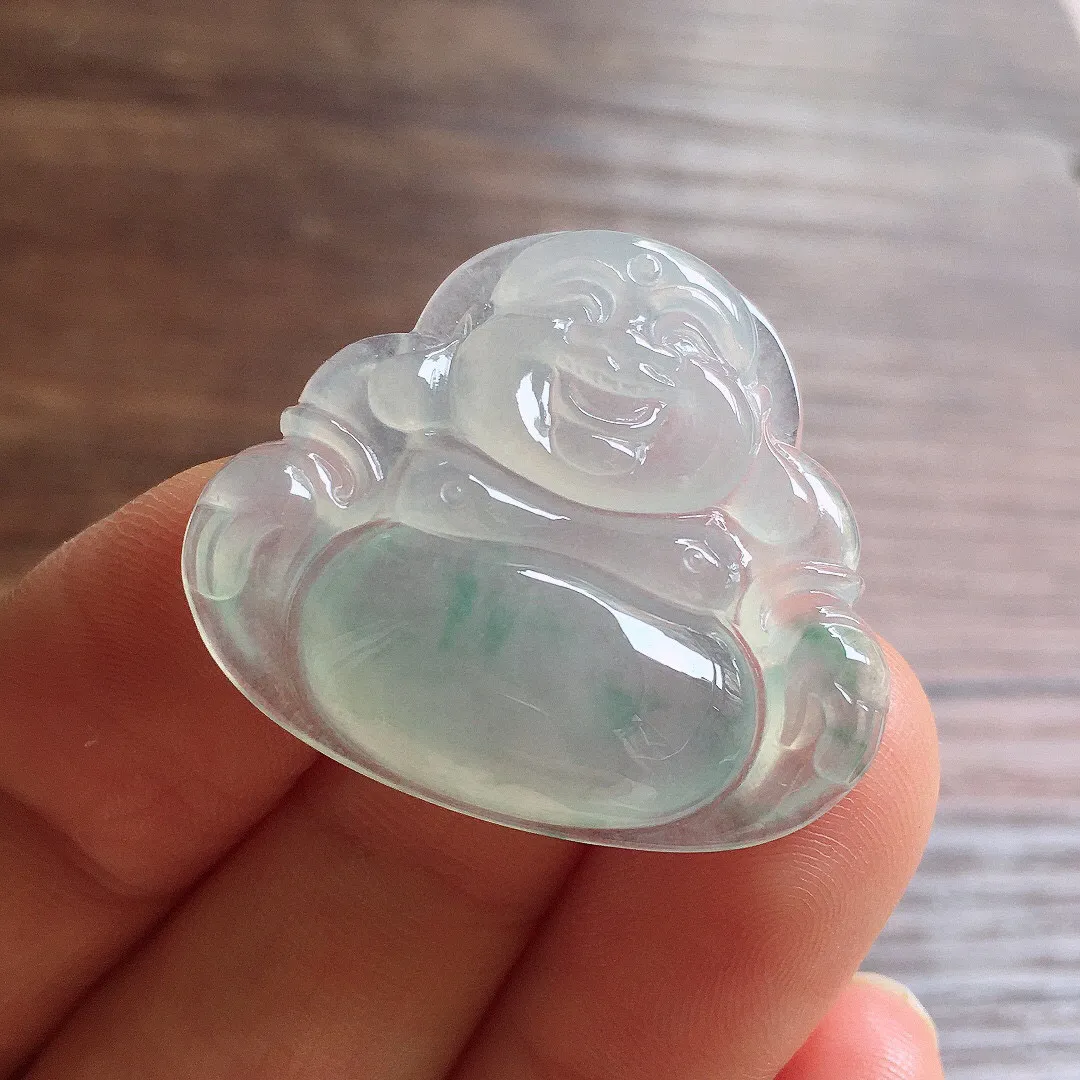 冰飘花笑佛吊坠 冰润细腻，品相饱满，种水足 001 尺寸26.1*30*5.5