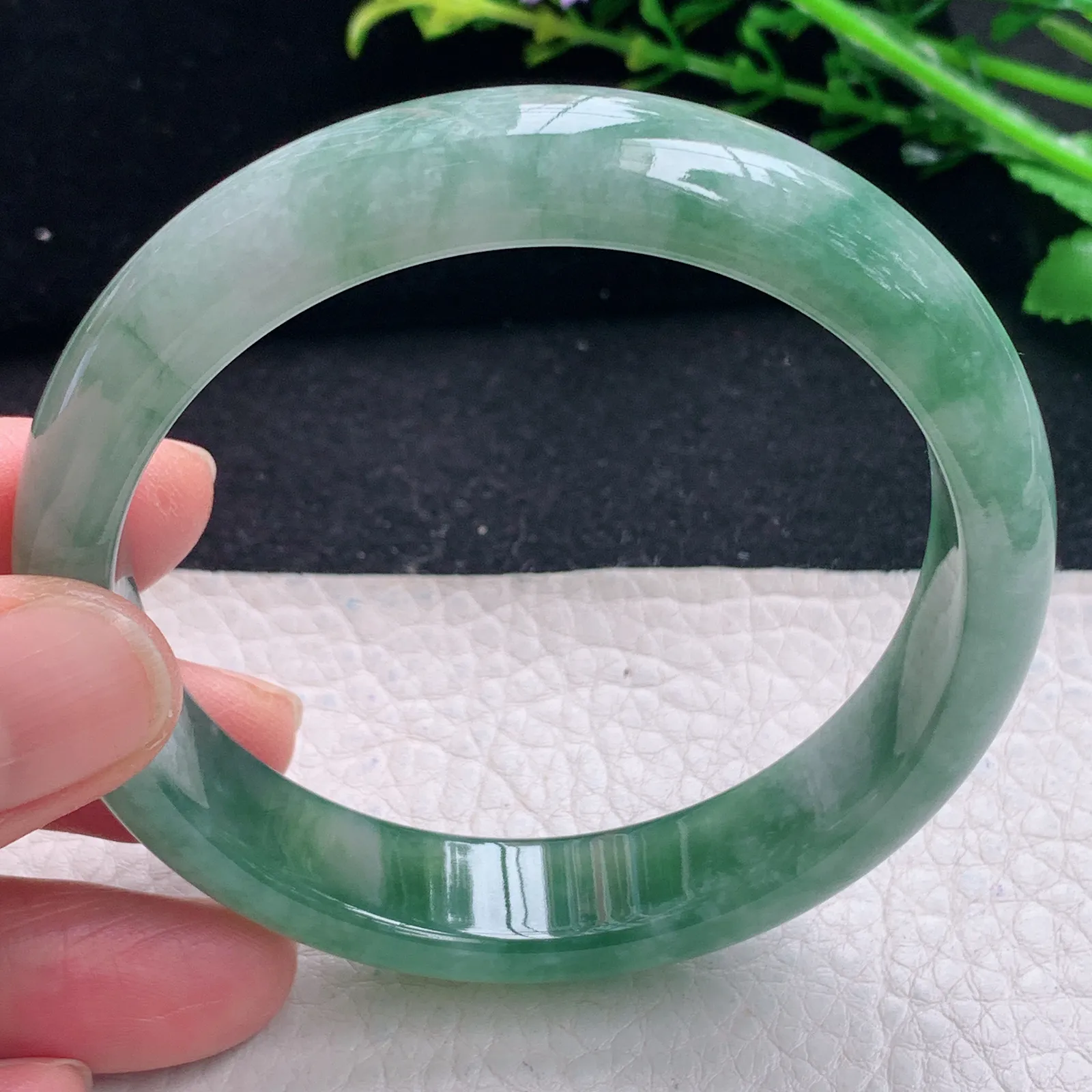 z自然光59*13.5*7.5平安镯 缅甸翡翠a货韵味宽边玉手镯 玉手环