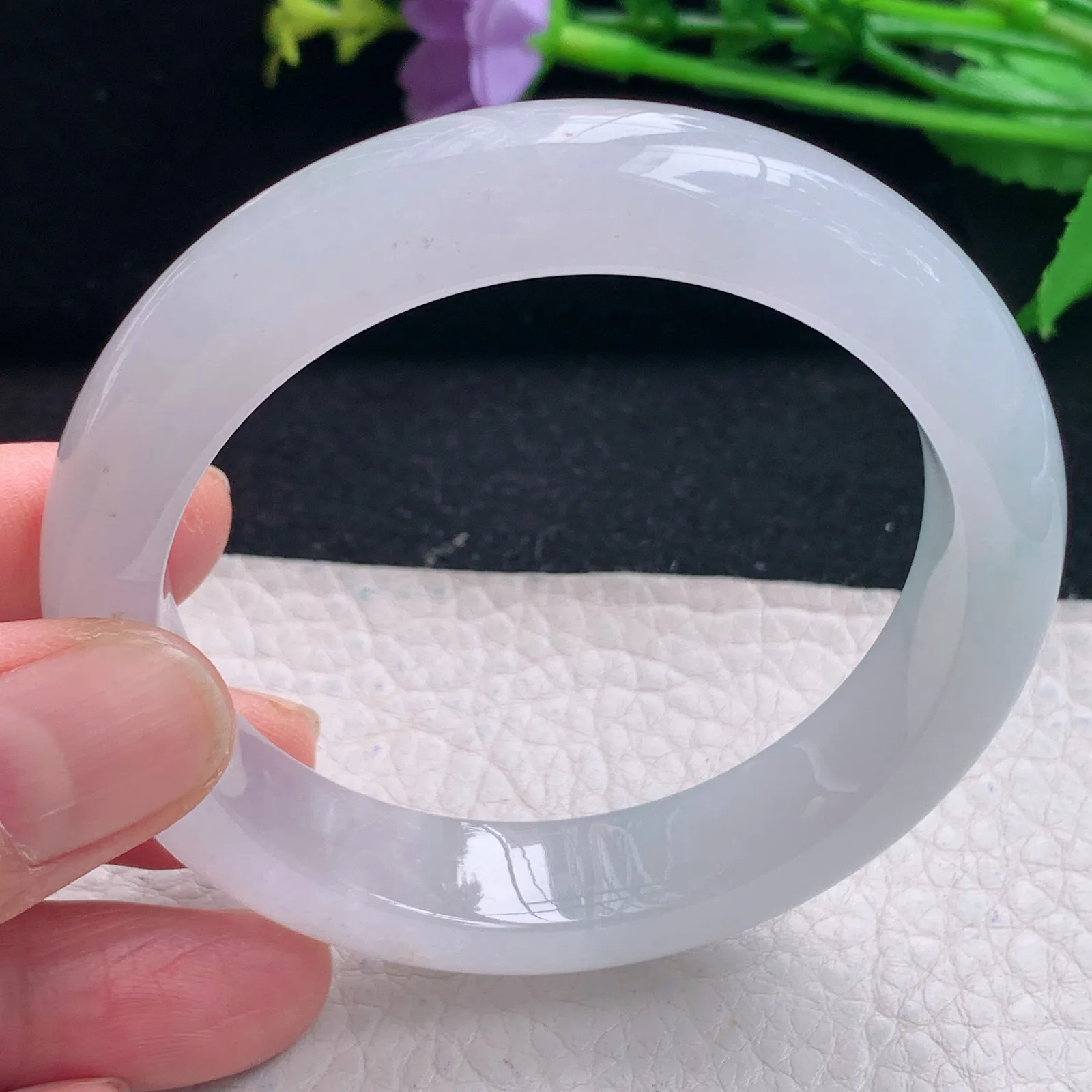 r自然光55*12.6*806平安镯 缅甸翡翠a货冰起光宽边玉手镯 玉手环