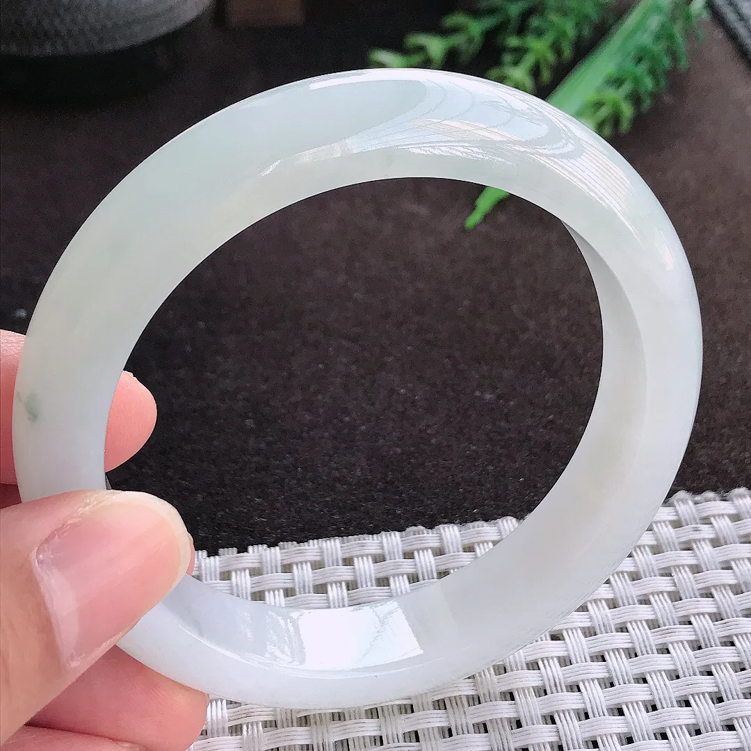 天然a货翡翠59.8/13.2/8.5老坑冰胶果冻飘花手镯宽边翡翠玉镯美人镯