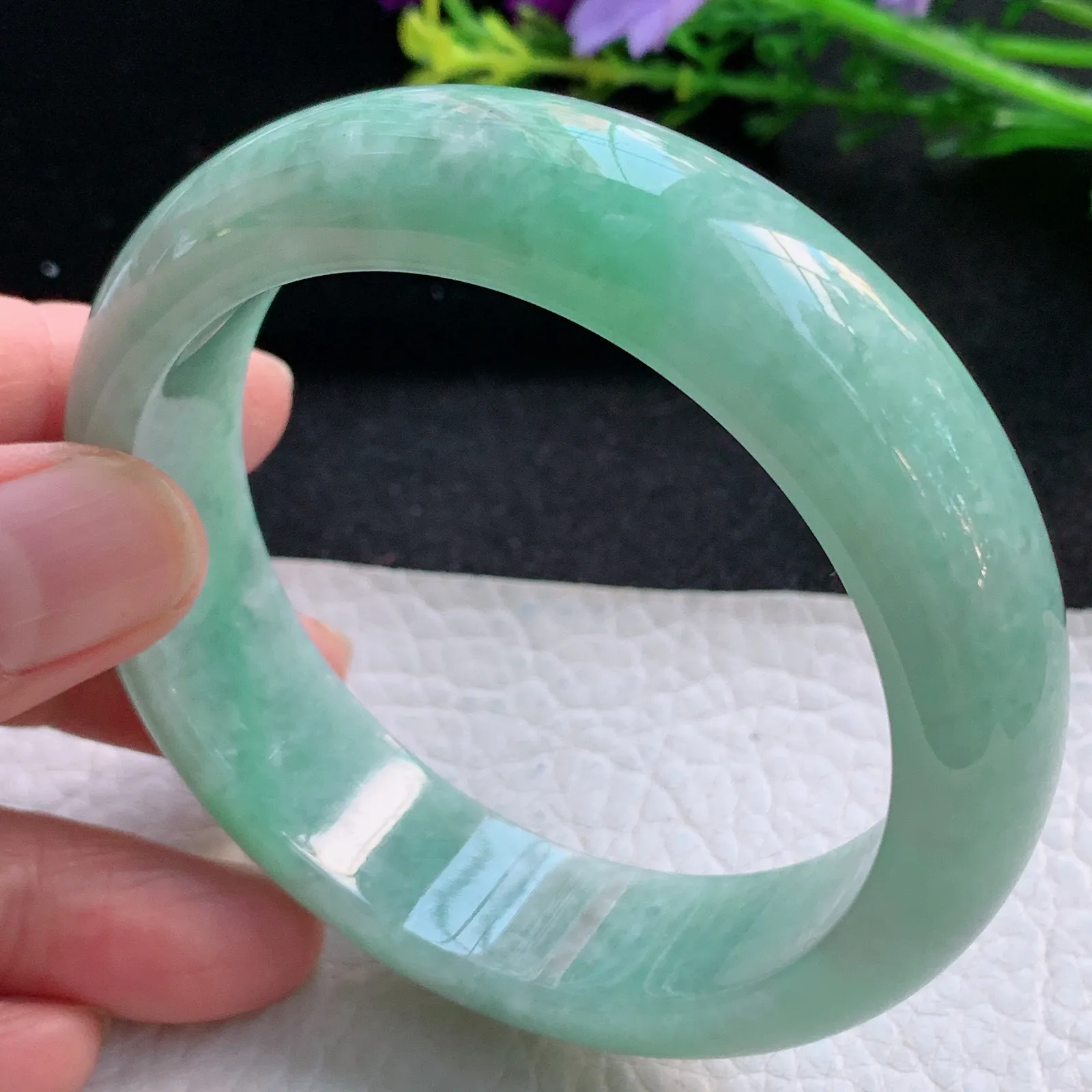 ss自然光58*16.2*8.5轮胎镯 缅甸翡翠a货大气满绿宽边玉手镯 玉手环