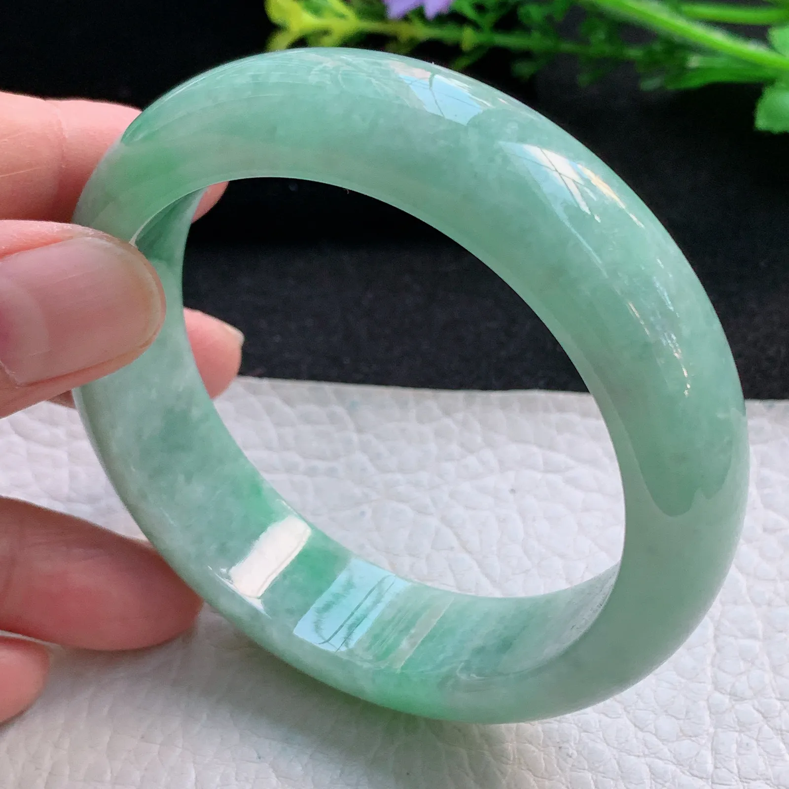 ss自然光58*16.2*8.5轮胎镯 缅甸翡翠a货大气满绿宽边玉手镯 玉手环