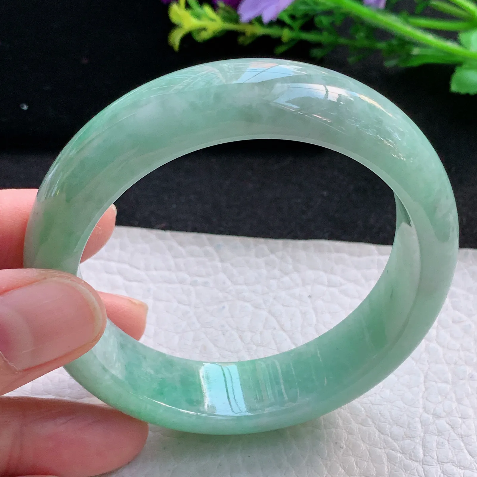 ss自然光58*16.2*8.5轮胎镯 缅甸翡翠a货大气满绿宽边玉手镯 玉手环