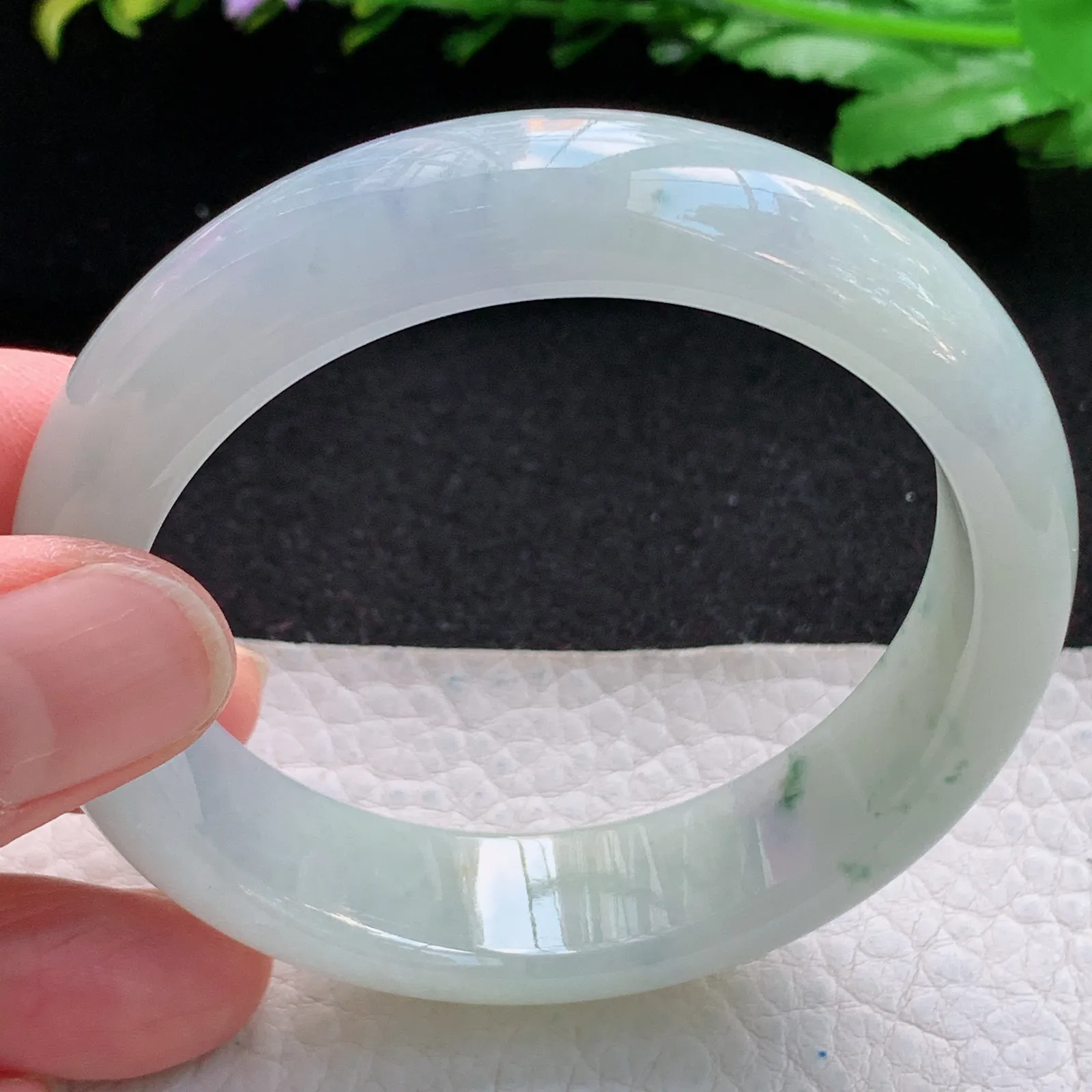 xx自然光54*14.5*8平安镯 缅甸翡翠a货精美冰飘花宽边玉手镯 玉手环