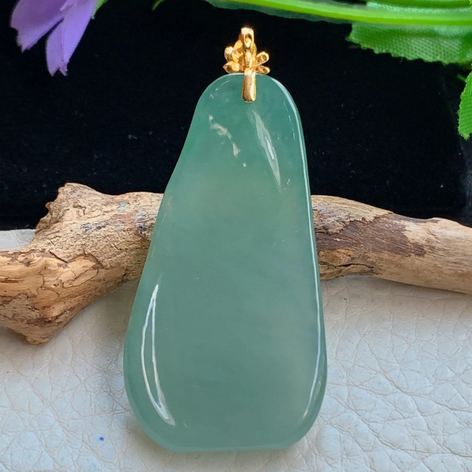 yl实拍51*26.8*6.5缅甸翡翠a货冰绿无相观音 玉观音玉吊坠 玉挂件