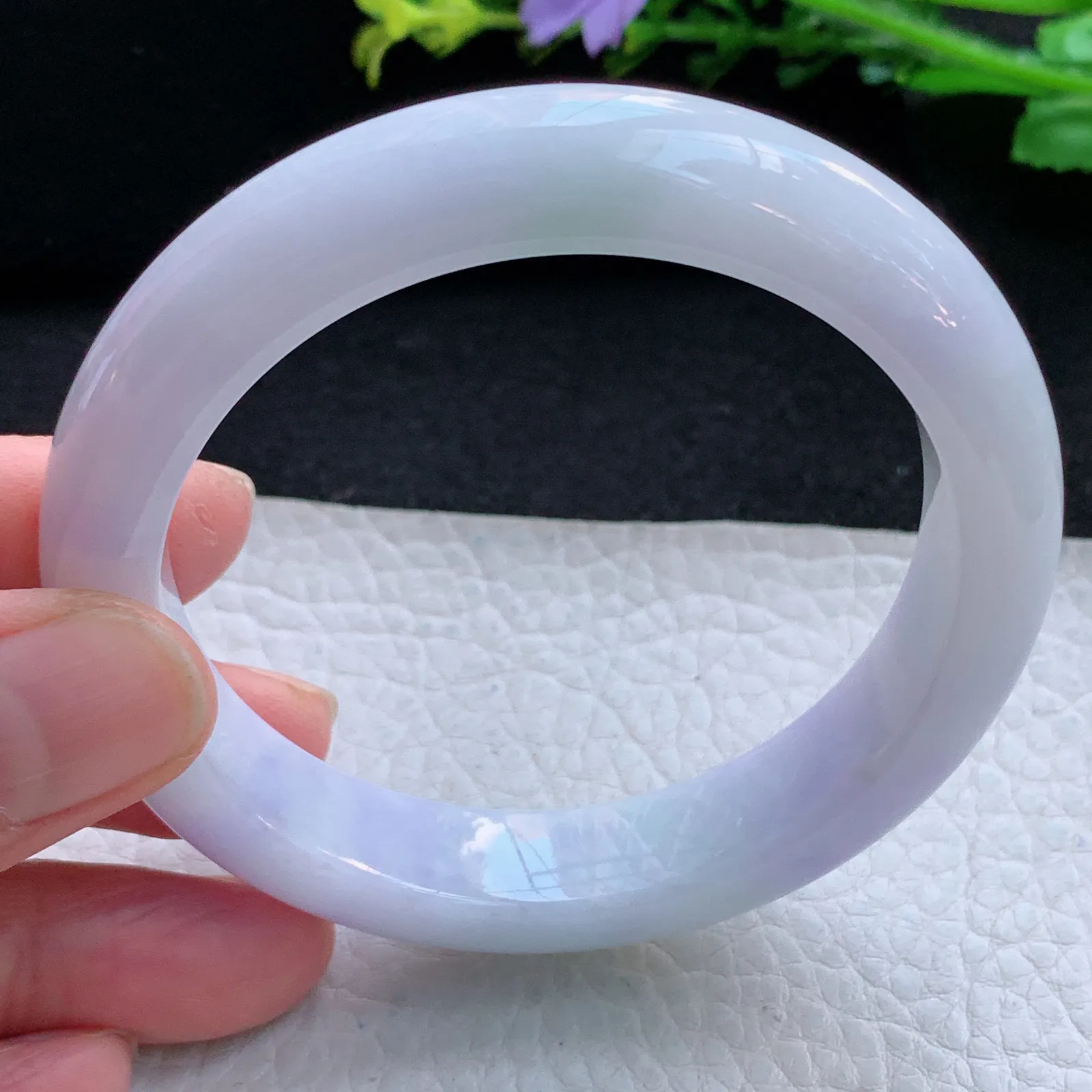 z自然光56.5*12.6*8.8平安镯 缅甸翡翠a货春带彩清韵宽边玉手镯 玉手环