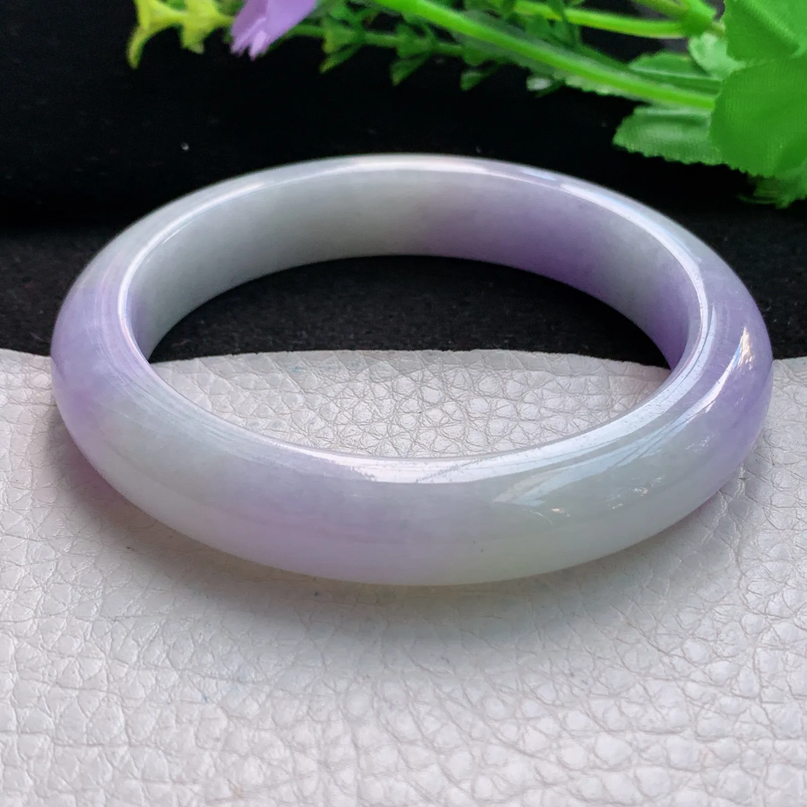hf大圈口61.5*12.6*9.6平安镯 缅甸翡翠a货精美紫罗兰宽边玉手镯 玉手环