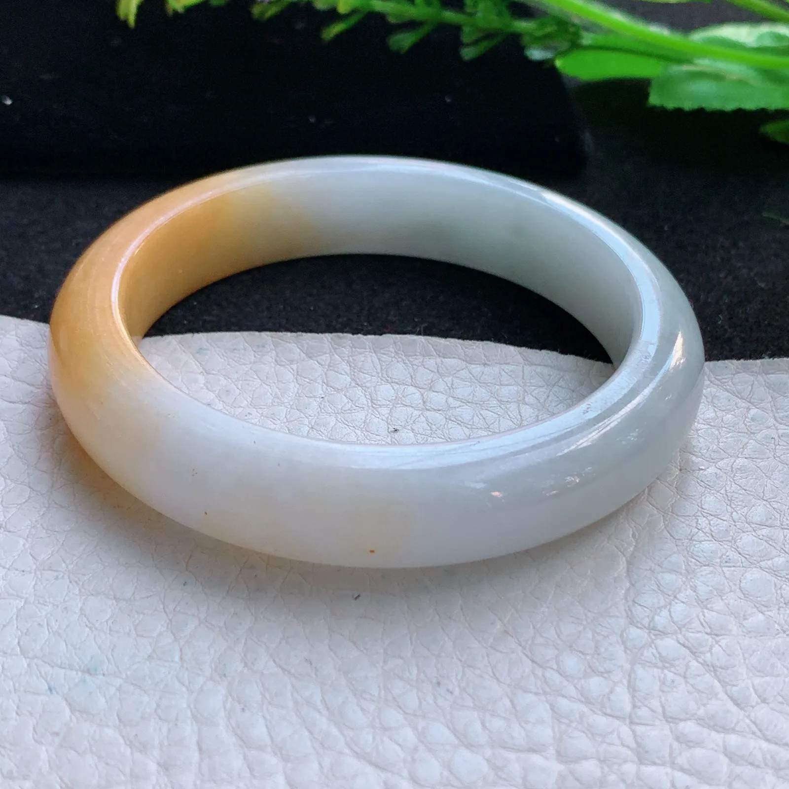 z自然光53.5*12*8.2平安镯 缅甸翡翠a货冰双彩宽边玉手镯 玉手环