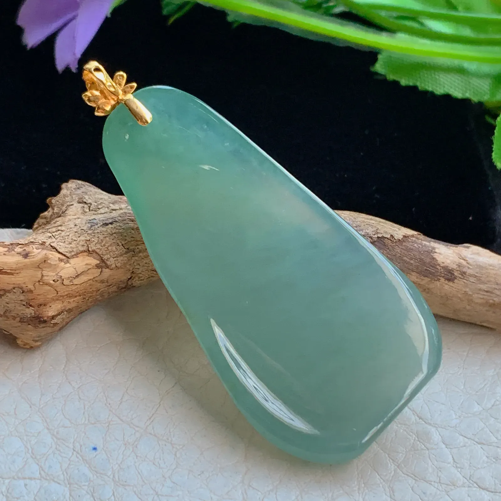 yl实拍51*26.8*6.5缅甸翡翠a货冰绿无相观音 玉观音玉吊坠 玉挂件