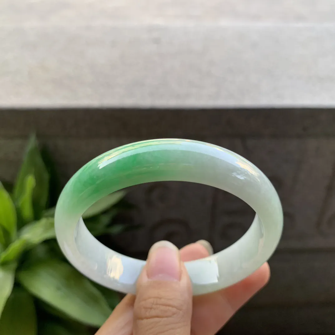 大圈口58.3-13.2-7.2 【飘绿正圈手镯】正圈58 59可戴