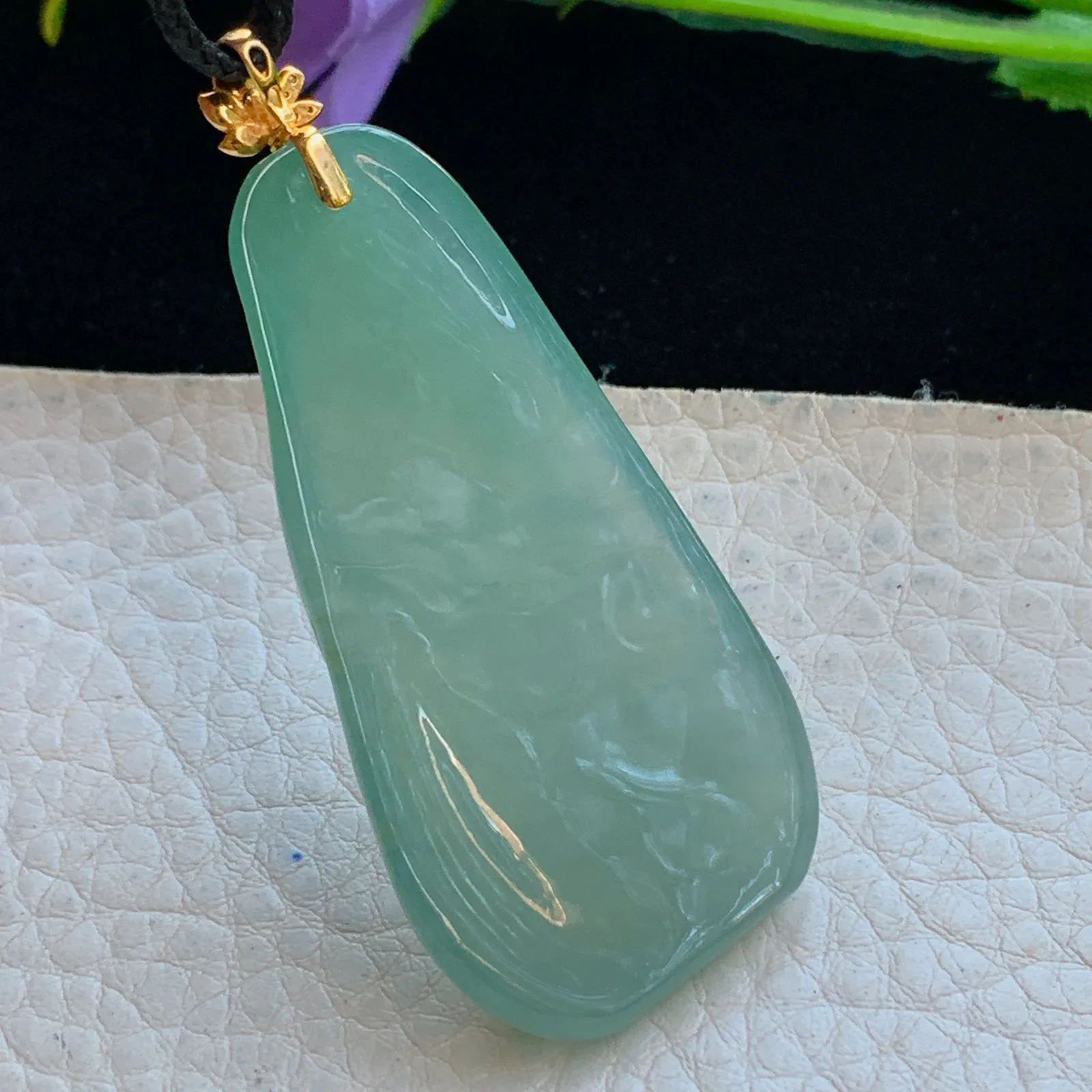 yl实拍51*26.8*6.5缅甸翡翠a货冰绿无相观音 玉观音玉吊坠 玉挂件