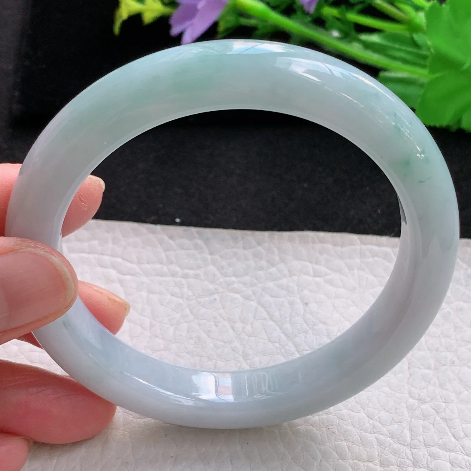 hy大圈口62*11.8*9.2平安镯 缅甸翡翠a货精美飘花宽边玉手镯 玉手环