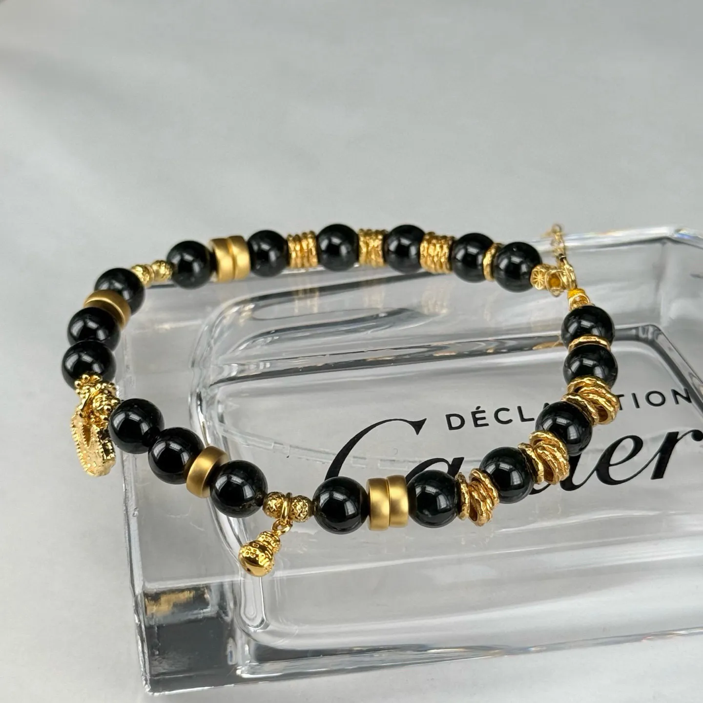 精品18k墨翠手链 种好色正 黑度极好 打灯通透 油性十足 尺寸6.2