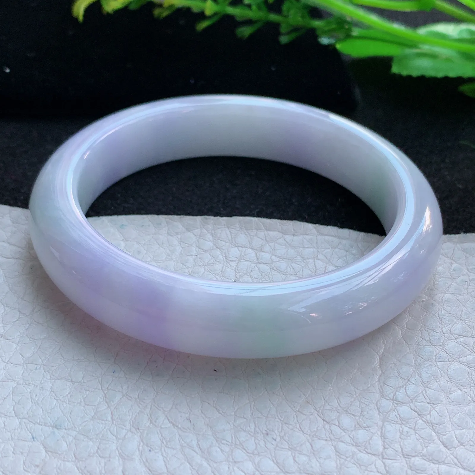 z自然光56.5*12.6*8.8平安镯 缅甸翡翠a货春带彩清韵宽边玉手镯 玉手环