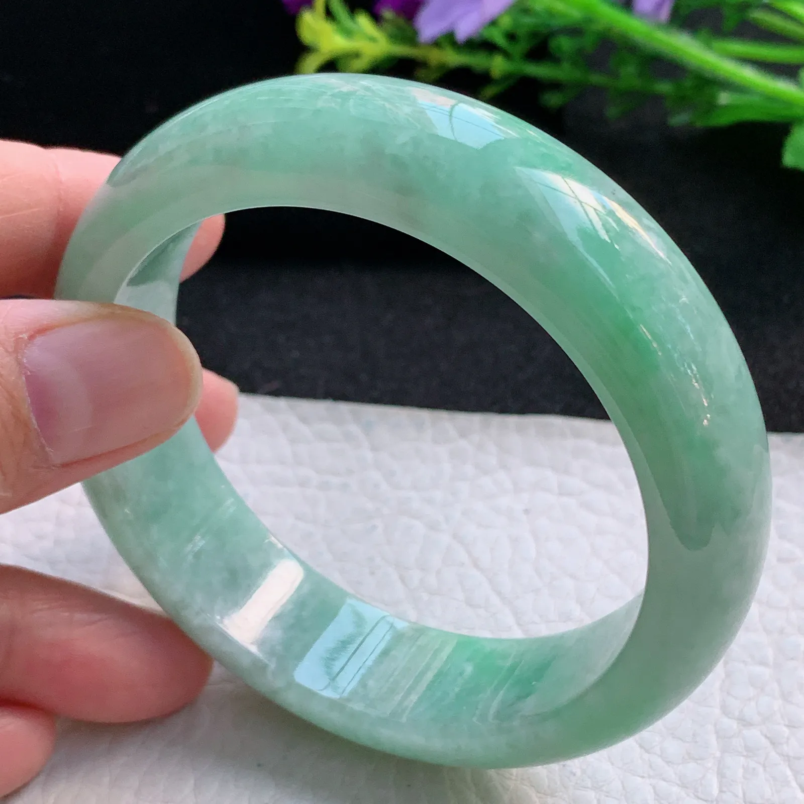 ss自然光58*16.2*8.5轮胎镯 缅甸翡翠a货大气满绿宽边玉手镯 玉手环