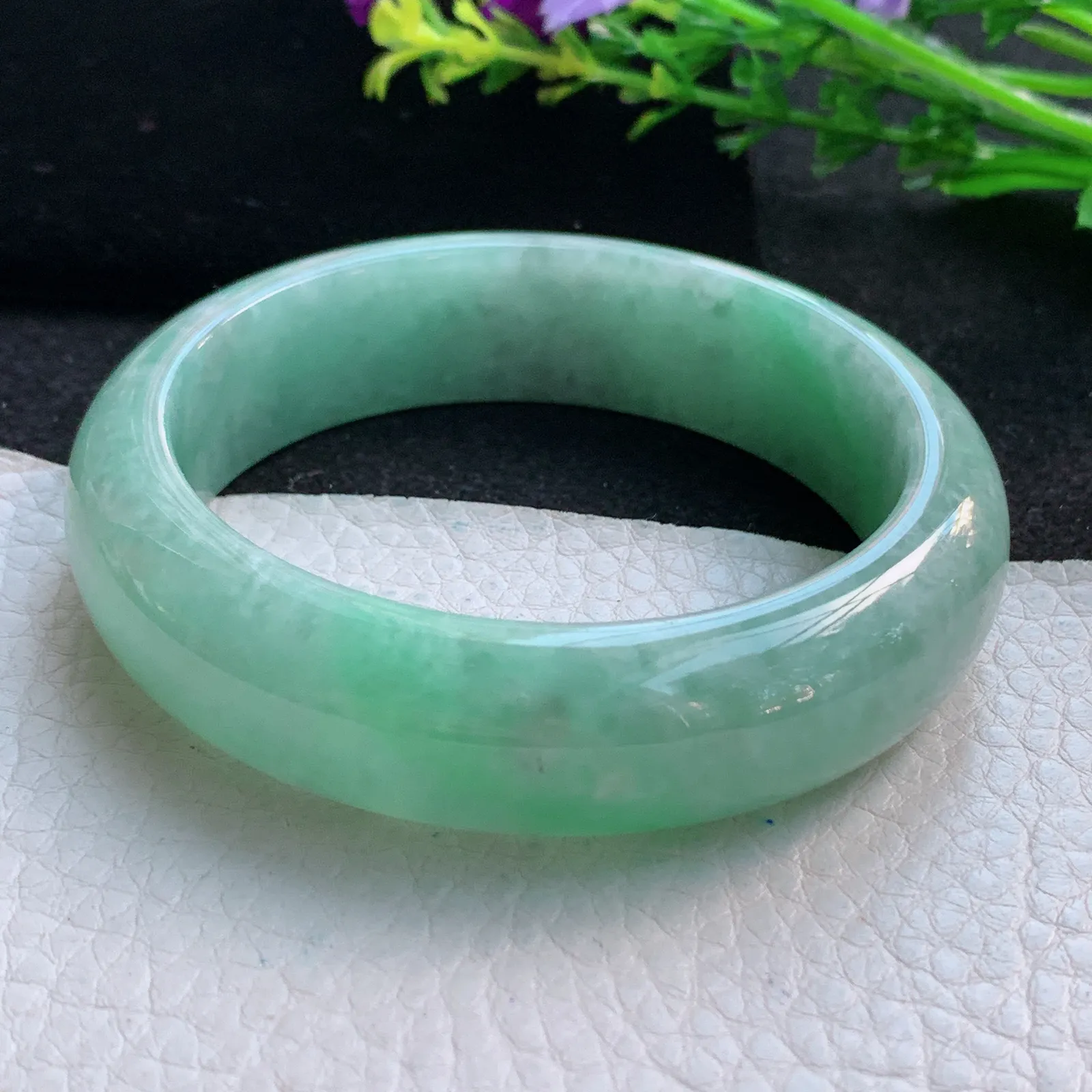 ss自然光58*16.2*8.5轮胎镯 缅甸翡翠a货大气满绿宽边玉手镯 玉手环