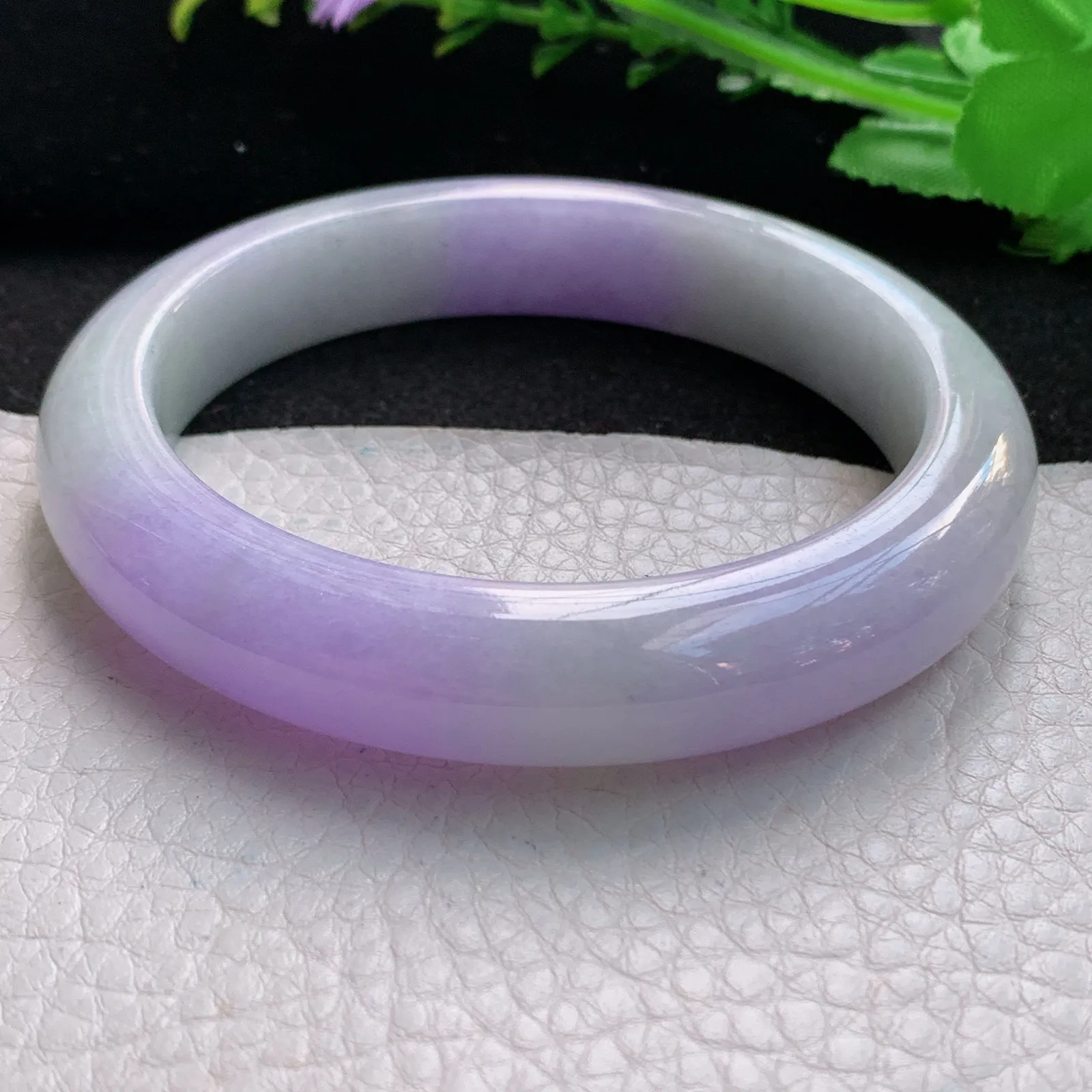 hf大圈口61.5*12.6*9.6平安镯 缅甸翡翠a货精美紫罗兰宽边玉手镯 玉手环