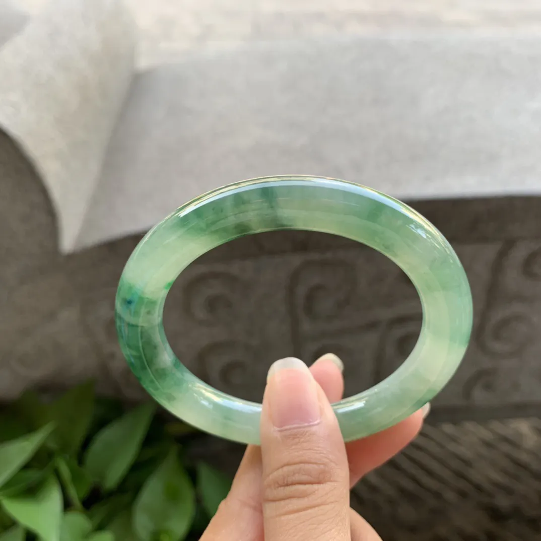 小圈口 53.6-9.1【芙蓉绿圆条手镯】圆条53 54可戴