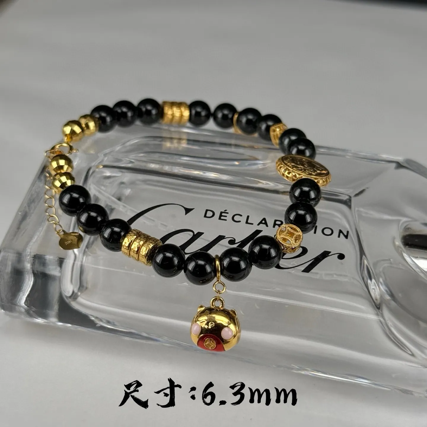 精品18k墨翠手链 种好色正 黑度极好 打灯通透 油性十足 尺寸6.3