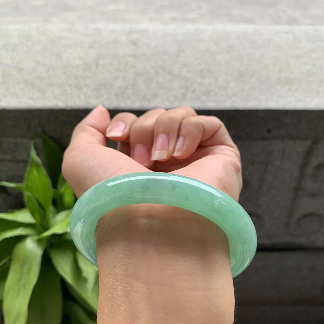 圈口55.4-11.2 【满绿圆条手镯】圆条55  56可戴