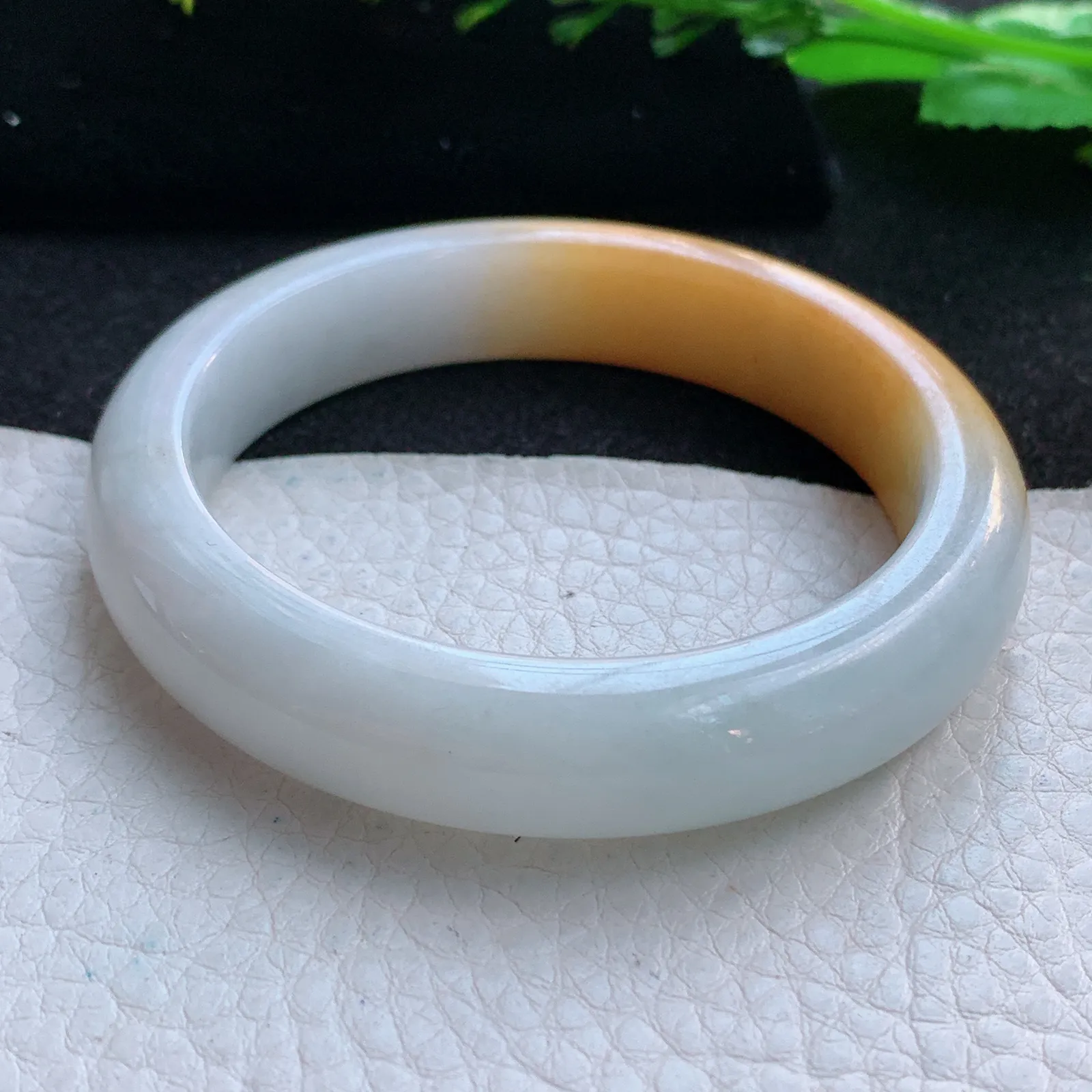 z自然光53.5*12*8.2平安镯 缅甸翡翠a货冰双彩宽边玉手镯 玉手环