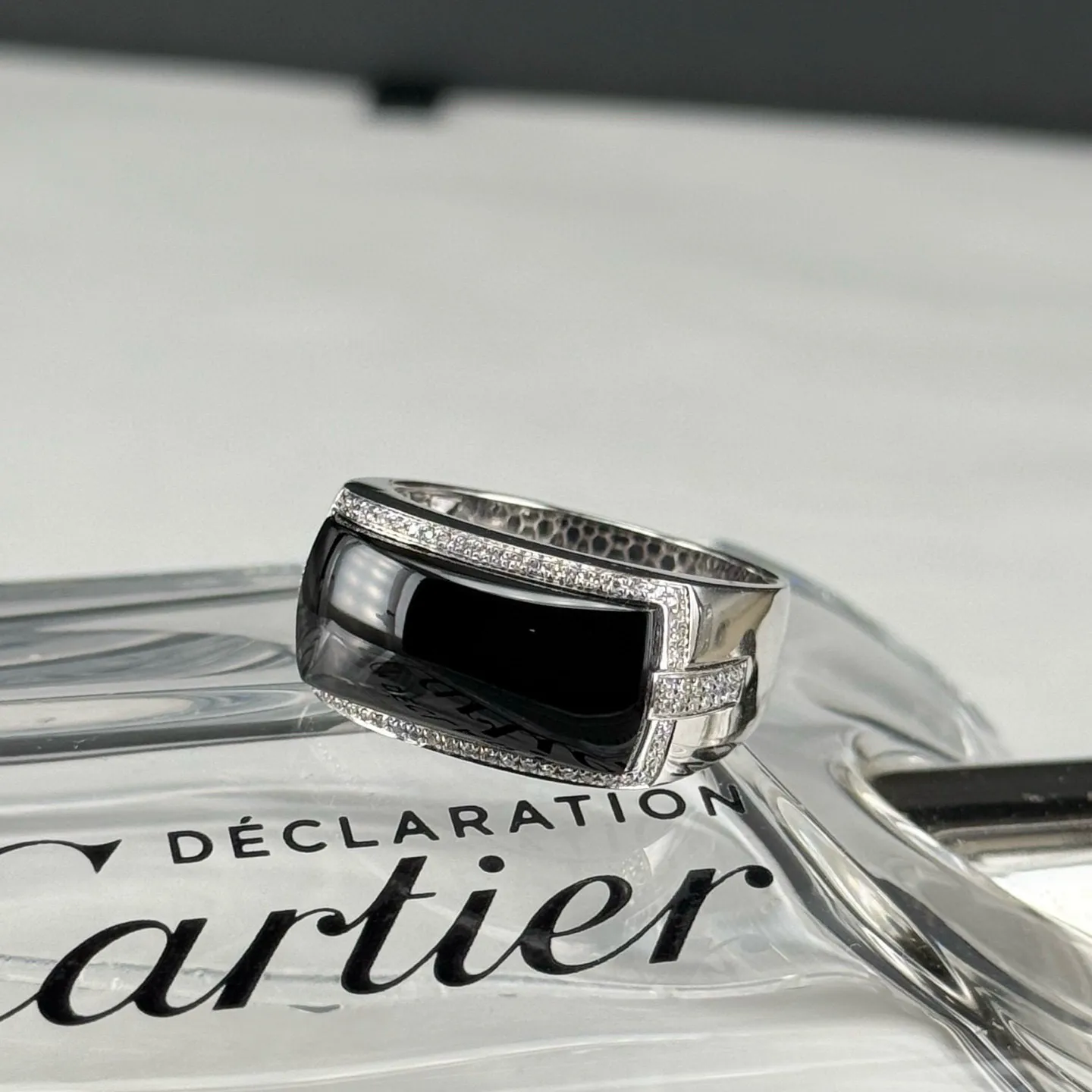 精品豪镶墨翠马鞍男戒 种好色正 黑度极好 打灯通透 油性十足  尺寸18.6