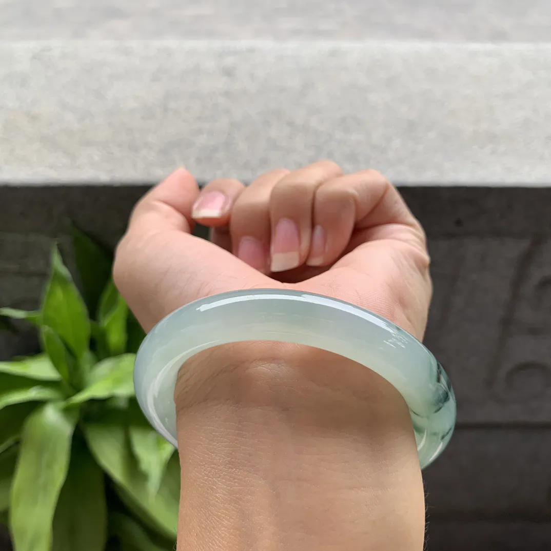 圈口 54.5-10【冰飘花圆条手镯】圆条54 55可戴