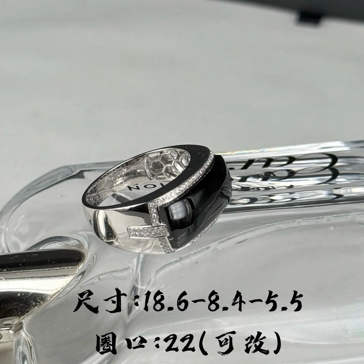 精品豪镶墨翠马鞍男戒 种好色正 黑度极好 打灯通透 油性十足  尺寸18.6