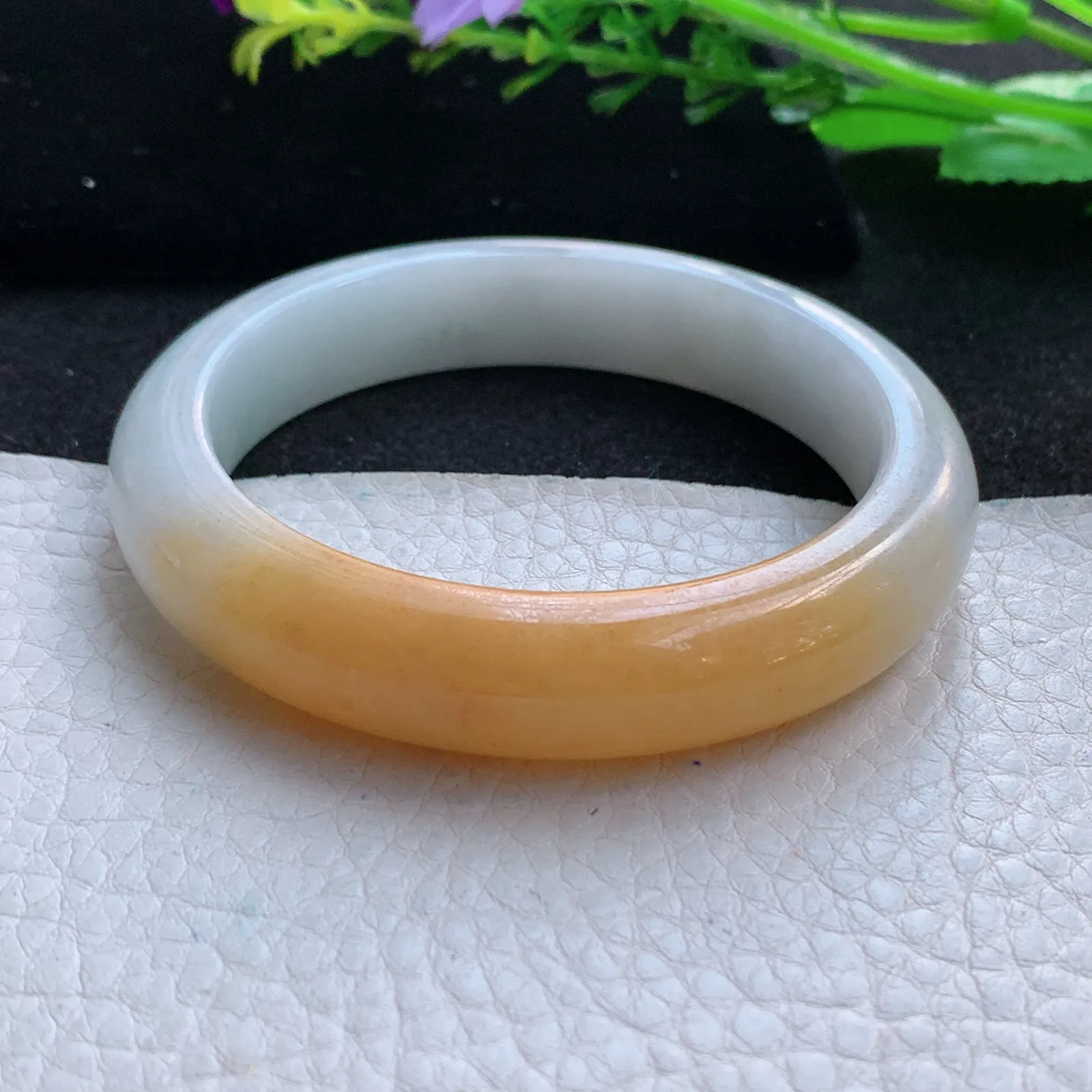 z自然光53.5*12*8.2平安镯 缅甸翡翠a货冰双彩宽边玉手镯 玉手环