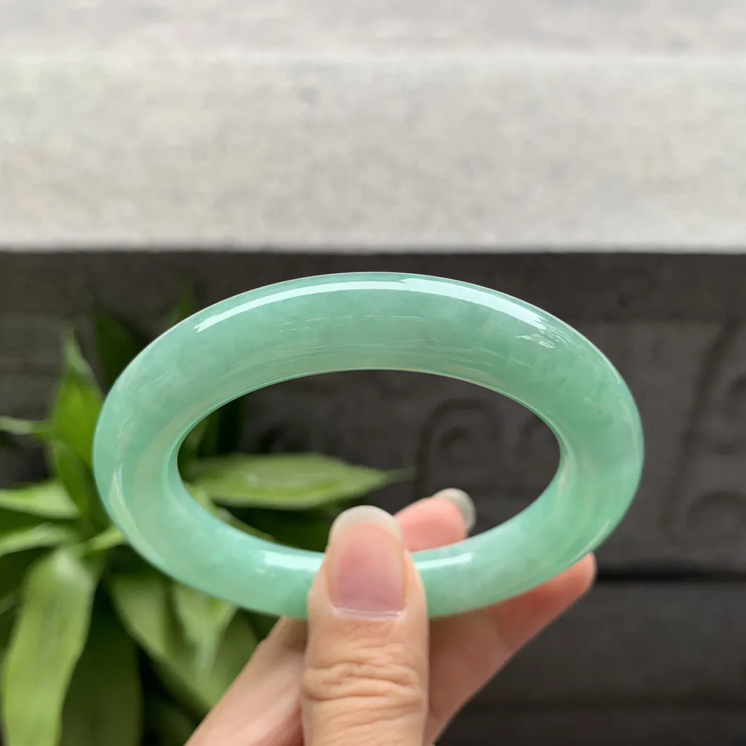 圈口55.4-11.2 【满绿圆条手镯】圆条55  56可戴