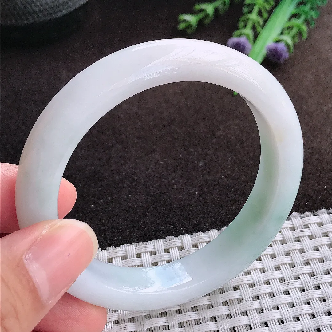 天然a货翡翠54.5/11.6/8.5老坑精美油润飘花手镯宽边翡翠玉手镯