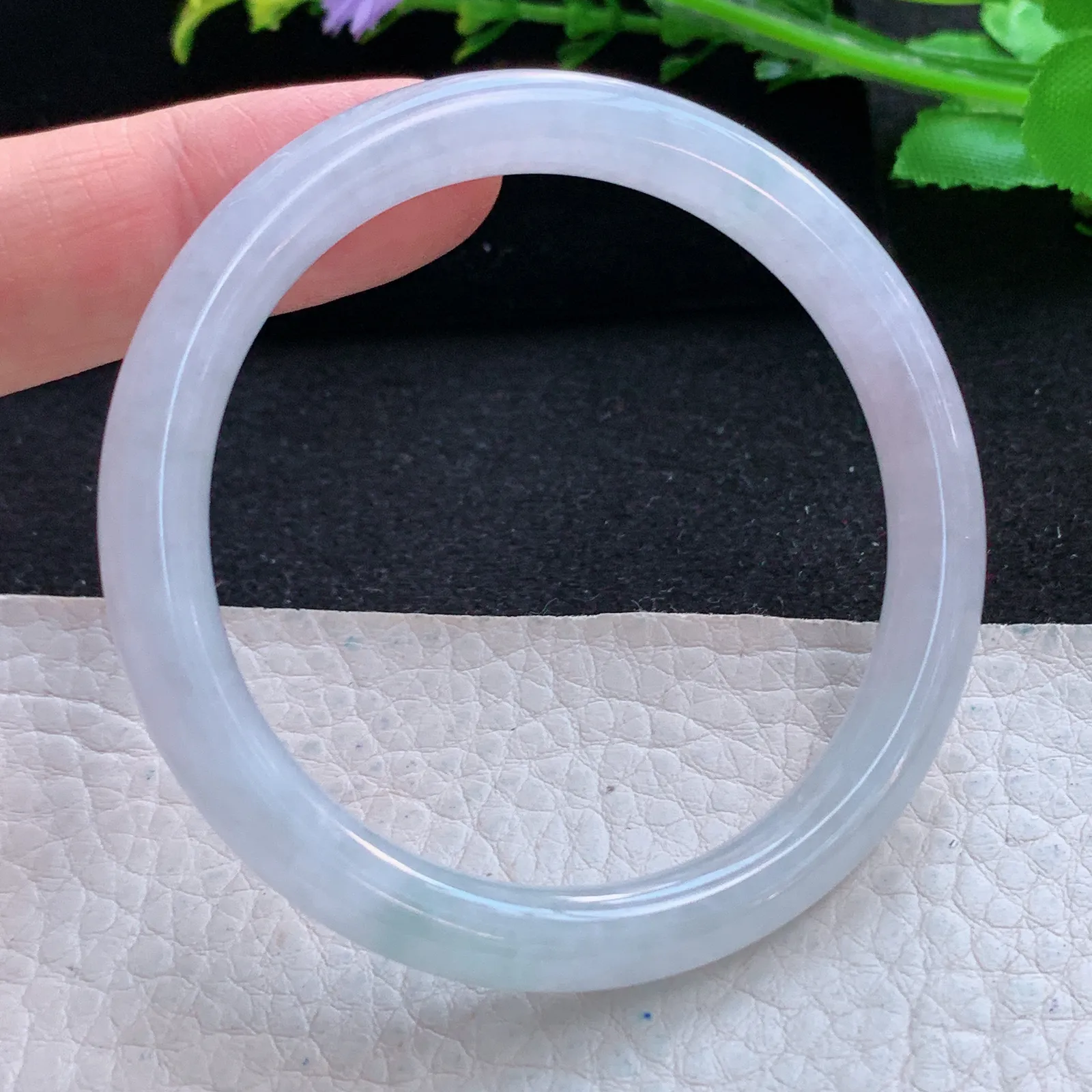 n小圈口51*7.3美人镯 缅甸翡翠a货精美冰润圆条玉手镯 玉手环