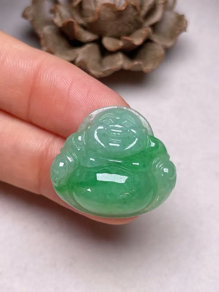 冰糯种飘绿【佛公】吊坠，种水好，玉质细腻 ，卖相好.