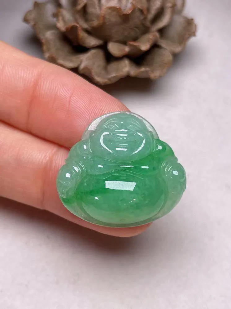 冰糯种飘绿【佛公】吊坠，种水好，玉质细腻 ，卖相好.