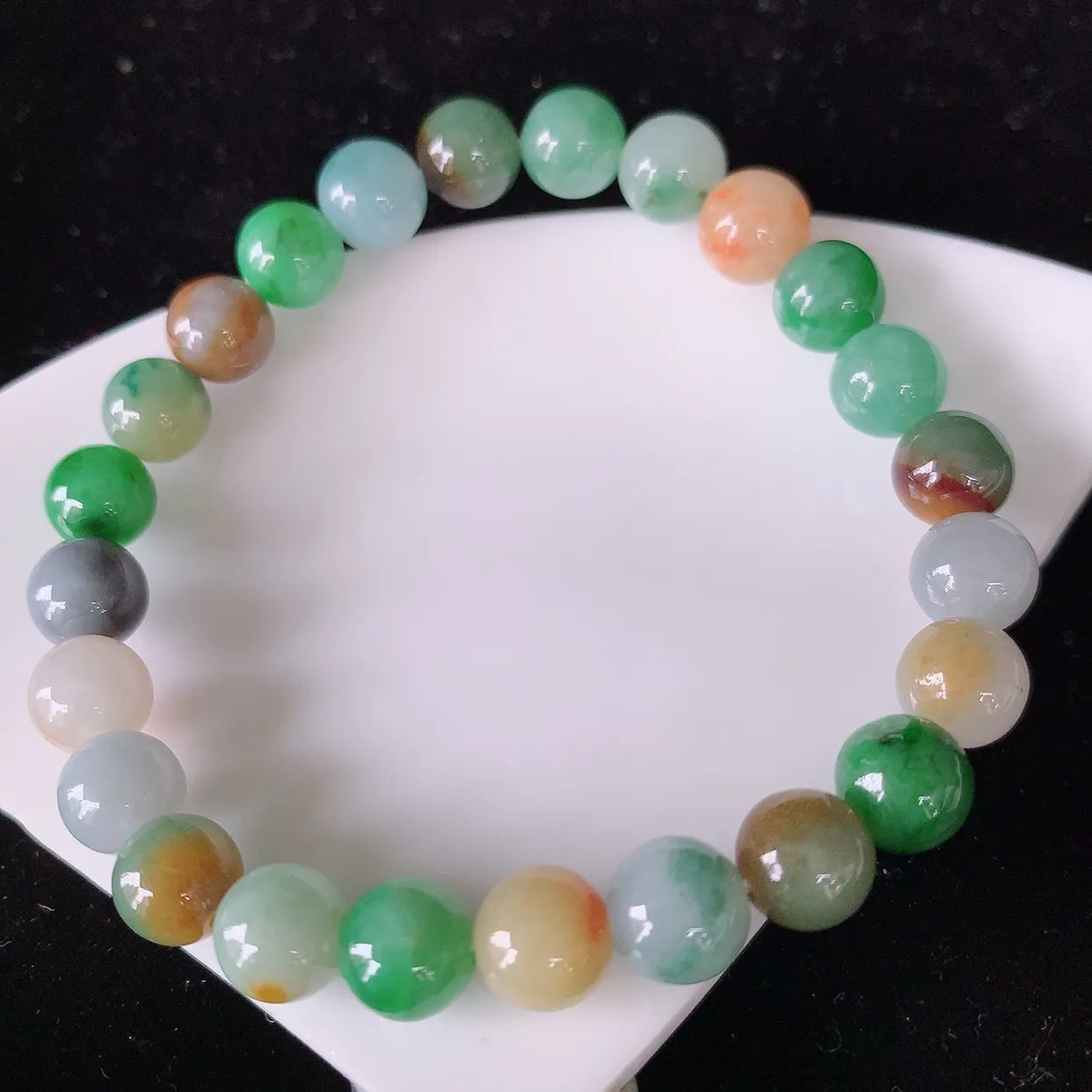 自然光实拍，冰润多宝翡翠手链，多彩翡翠手串，颜色丰富，料子细腻，高档大气，自戴送礼佳品！#41.10取一尺寸7.5mm