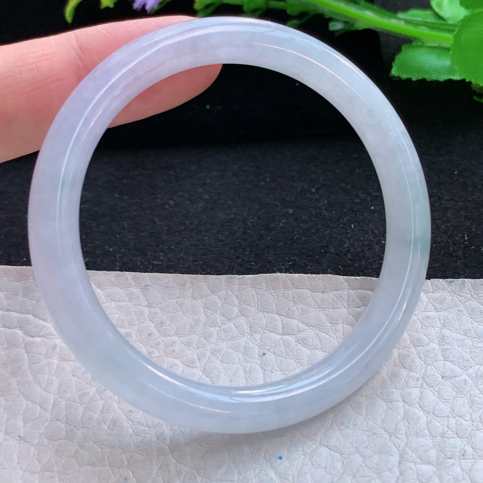 n小圈口51*7.3美人镯 缅甸翡翠a货精美冰润圆条玉手镯 玉手环