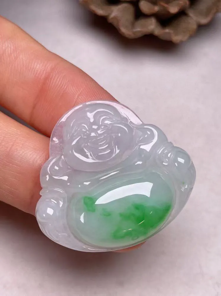 冰糯种飘绿【佛公】吊坠，种水好，玉质细腻 ，卖相好