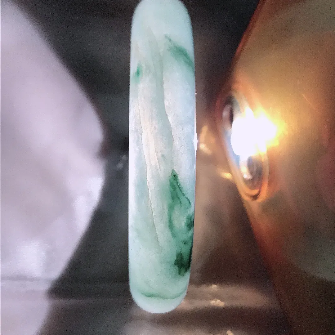 天然a货翡翠50.5/11.8/7.9老坑冰胶果冻飘花手镯宽边翡翠玉小圈口手镯