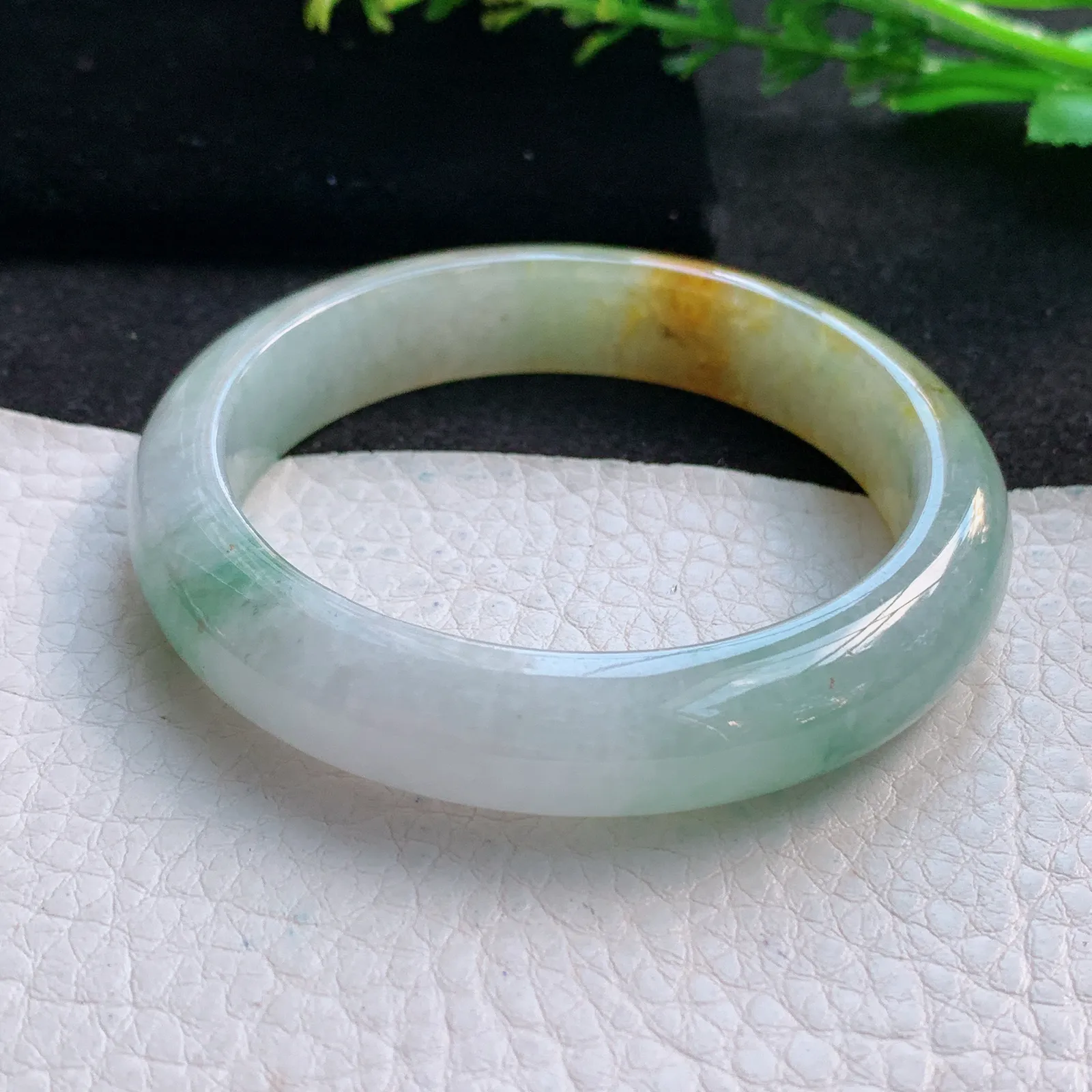 ss自然光53*11.6*7.6平安镯 缅甸翡翠a货冰三彩宽边玉手镯 玉手环