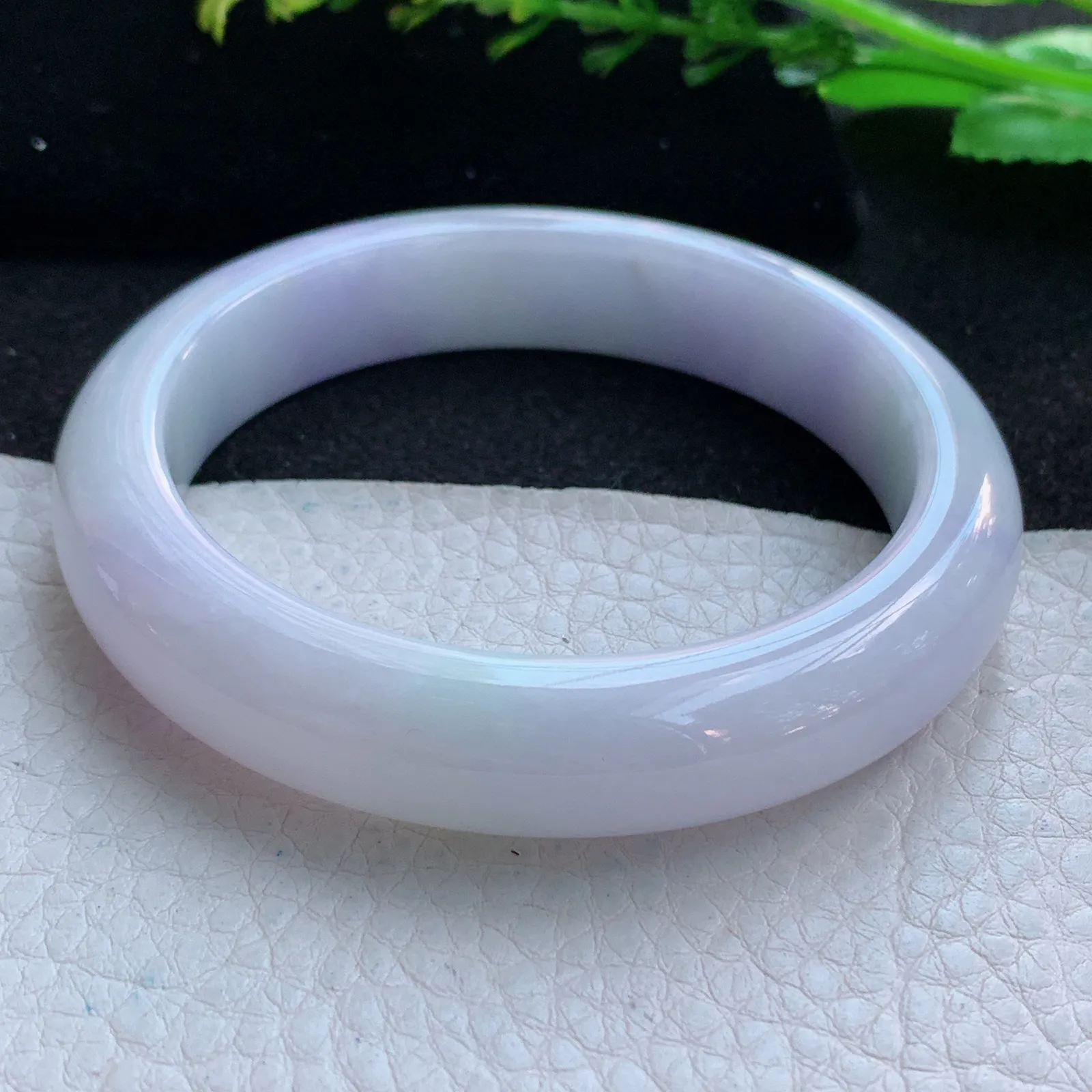 z自然光56.5*12.6*8.8平安镯 缅甸翡翠a货春带彩清韵宽边玉手镯 玉手环